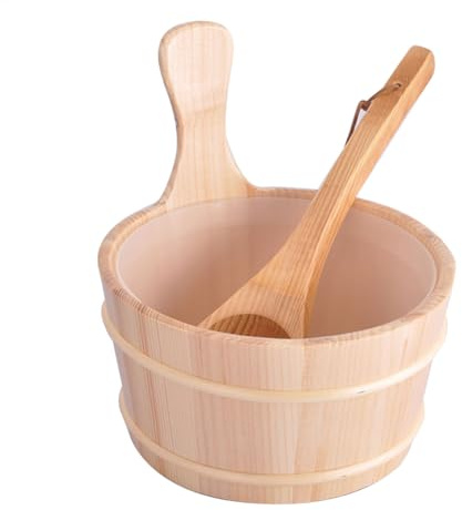 Sauna Eimer Set 4L Sauna Eimer Mit Kelle Holzeimer Naturholz Aufgusseimer Set 26.5cm Saunakübel Mit Griff Duschbadezubehör Für Dampfzimmer SaunaBadezimmer