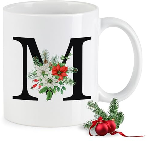 GRAZDesign Tasse mit Buchstabe M Weihnachtstasse Kaffeebecher, Mug, Becher, Kaffeetasse, Beidseitiger Druck