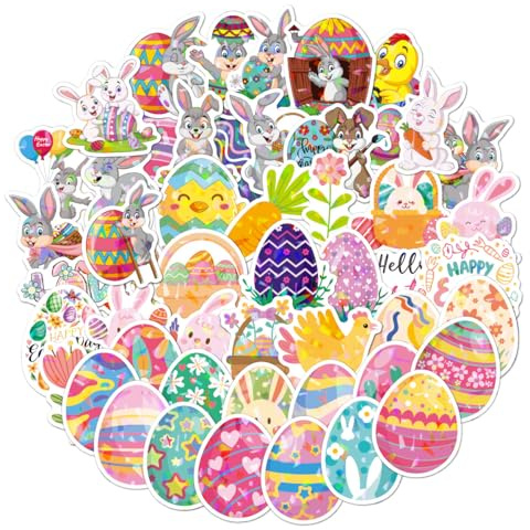 100 Pack Easter Stickers for Kids Adults - Waterproof Vinyl Aesthetic Stickers for Water Bottle,Laptop,Journal,Scrapbook,Cute Cartoon Watercolor Design Decals Pack,Unique Gift for Girls,Teens,Adults