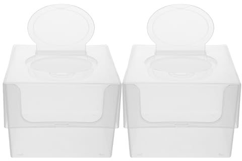 ibasenice Boîte de Rangement pour Serviettes Humides Transparente Carrée, Lot de 2 Étuis en Plastique Couvercle Anti-poussière, Compact et Léger, pour Bébé et Voyage, Porte-lingettes Facile