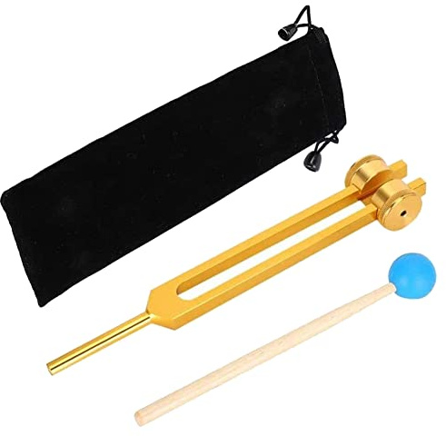 puhae Aluminum Alloy Tuning Forks,111Hz Tuning Fork with Hammers for Nervous System Testing Sound Healing Therapy,Gold