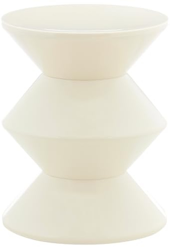 HowHomely Tisch Beistelltisch Couchtisch modern weiß minimalistisch Sofatisch Nachttisch Kaffeetisch Seitentisch Ablagetisch Kunststoff geometrische Form kompakt Wohnzimmer