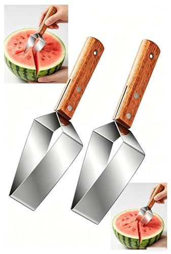 2PCS Coupe Pasteque, Trancheur En Acier Inoxydable, Couteau Multifonction Pour Fruits Melon, Pomme, De La Cuisine Familiale