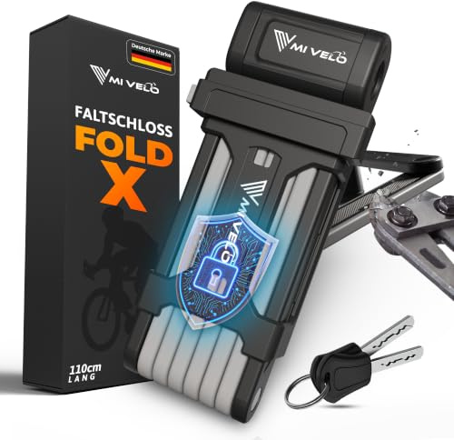 MIVELO Fahrradschloss Faltschloss hohe Sicherheit 85cm lang I Fahrrad Schloss mit Schlüssel inkl. Halterung I Ideal für E Bike, MTB & Rennrad I Bike Lock (Schlüssel, 110 CM)