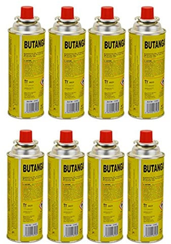 Starlet24 8X MSF-1a Butan Gas-Kartusche 227g für Gaskocher, Campingkocher, Heizung, Unkrautbrenner, Bunsenbrenner – geeignet für tragbare Gasgeräte, Lange Betriebsdauer, Sicherheitsventil