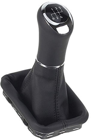 ICT Schaltknauf Schalthebel Schaltsack Schaltmanschette Leder, Naht schwarz, 5 gang Kompatibel mit: Mercedes – Benz E–Klasse W210 1995 – 2002 / S210 06/1996 – 12/2002