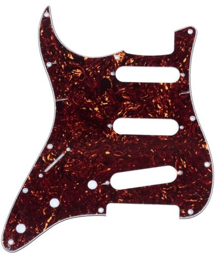 Musiclily SSS 11 Löcher Strat Pickguard Gitarren Schlagbrett für Linkshänder Fender USA/Mexican Standard Stratocaster Modern Style,4 lagig Tortoise Shell
