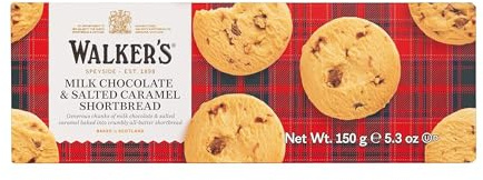 Walkers Shortbread, Salted Caramel Milk Chocolate Chip Buttergebäck mit gesalzenem Karamell, Schokolade, 150 gramm