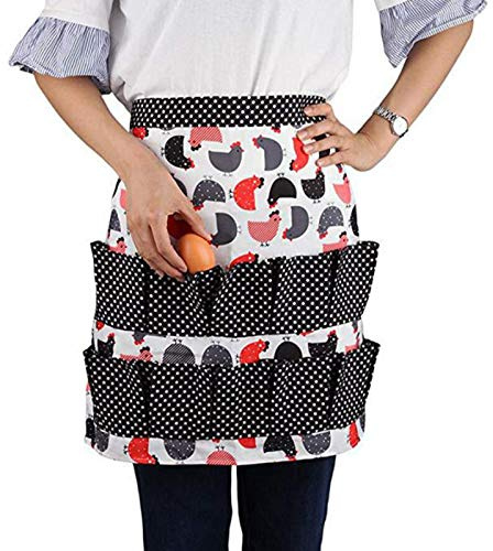 Sefiron Chicken Egg Collecting Apron,12 Deep Pockets for Hense,Duck,Goose Eggs Black