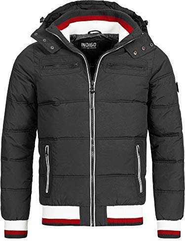 Indicode Herren Marlon Steppjacke in Daunenjacken-Optik | Winterjacke Übergangsjacke Black mix, L