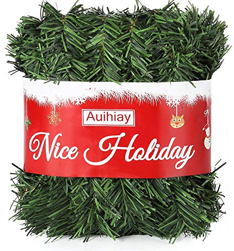 Auihiay 33M Green Artificial Pine Garland for Indoor/Outdoor Decor