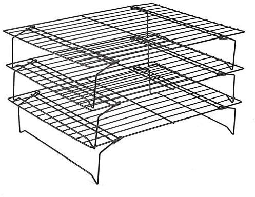lyrlody Cooling Rack, Carbon Steel Wire Rack Cooling Oven Tray Baking Rack Nonstick Cooking Grill Tray Cooling and Baking Rack Three Tier Cooling Rack for Biscuit Cake Bread