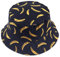 Damen Obst Drucken Reversibel Eimer Hüte Herren Sonne Fischer Draußen Mütze (Banane-Schwarz)