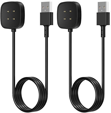 Charger Cable Compatible with Fitbit Versa 4/Versa 3 & Sense/Sense 2 Smartwatch, USB Charging Cord Replacement for Versa 3/4 for Sense/2 Charger, 2 Pack (3.3ft/3.3ft)