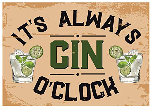 Bang Tidy Clothing Gin Gifts for Women Gin Lovers - Funny Vintage Style Metal Signs Tin Plaques for Home Bar Kitchen Gift for Her Gin & Tonic 300 mm x 225 mm