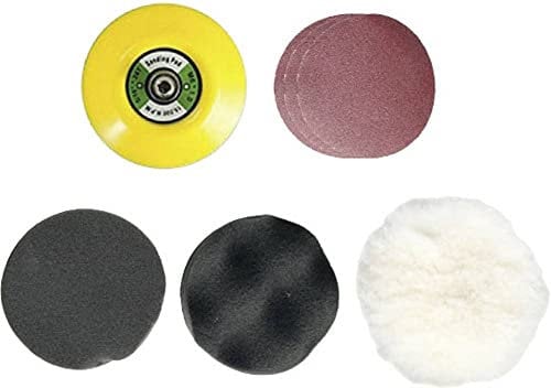 KUNZER 7PMZ08 7-tlg. Zubehörsatz für Poliermaschine 7APM08 - Schleifpapier, Polierschwamm, Wollvlieshaube, Stützteller