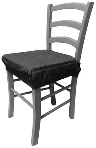 Russo Tessuti Coppia 2 Cuscini Coprisedia Imbottiti Tinta Unita Sfoderabili Elastico-Nero