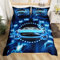 Loussiesd Jungen Rennwagen Bettwäsche Set 135x200cm Blau Rennwagen Bettbezug Set für Kinder Jungen Mädchen Auto Sportbetten Set Extremsport mit 1 Kissenbezug
