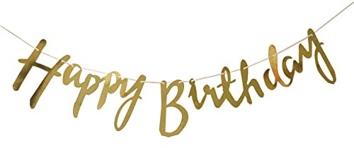 Gold Happy Birthday Banner – Geburtstagsparty-Dekorationen – Geburtstagsdekoration, Partyzubehör für Mädchen, Jungen, Kinder und Erwachsene