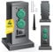 KESSER® Gartensteckdose Steinoptik mit 4 Steckplätzen Inkl. Erdspieß, Mehrfachsteckdosen aussen mit 3m Kabel Außensteckdose IP44 Wasserdicht Steinsteckdose mit ON/Auto Dämmerungssensor, Anthrazit