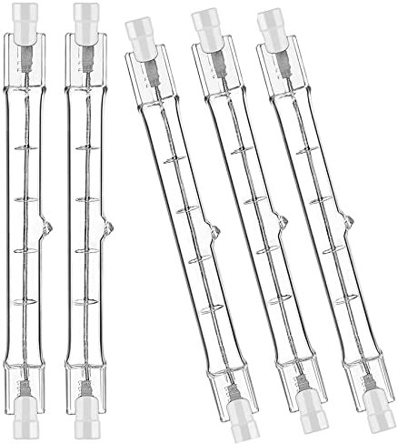 iJiZuo Lot de 5 R7S Ampoule Halogène 118mm 160W 230V, Dimmable Ampoule Halogène Crayon Blanc Chaud 2800K pour Spot de Bâtiment, Eclairage Paysage de Travail, Eclairage Salon