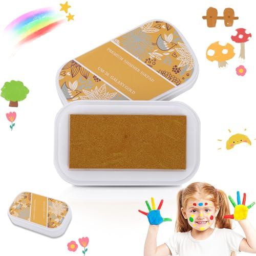 stempelkissen bunt, Golden Stempelkissen zum Selbermachen farbig archivalische Briefmarken Handwerk Regenbogen-Finger-Stempelkissen waschbares Set für Papierhandwerk Stoff Scrapbook Kindergeburtstage