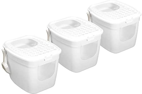 3er Sparpack Katzentoilette Katzenklo mit Einstieg vorne und Oben Weiß