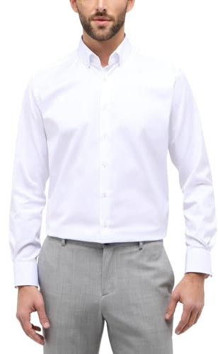 ETERNA Modern Fit Cover Hemd Langarm Button Down Kragen Blickdicht weiÃ Größe 38