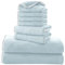 Cosy Family 8-teiliges Mikrofaser-Handtuch-Set, 2 Badetücher, 2 Handtücher und 4 Waschlappen, ultraweiche, sehr saugfähige Handtücher für Badezimmer, Hotel, Strand und Spa (hellblaugrün)