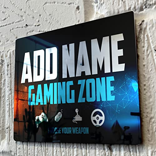 Personalised Game Metal Mirror Gamer Sign - Customised Printed Wall Art Plaque A3 Gaming Zone Neural