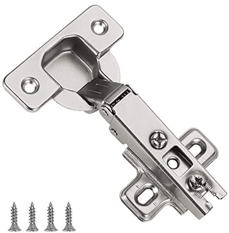 Furniware 2 Pcs Slide-on 35mm Kitchen Cabinet Wardrobe Door Hinge,110 Degree Self Close Full Overlay Standard Hinge-Nickel Plated