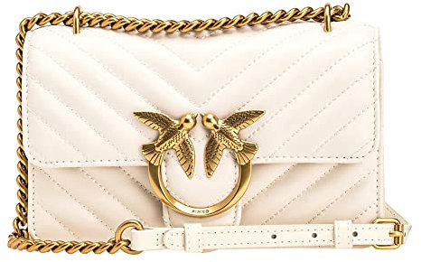 Pinko, LOVE ONE MINI DC SHEEP NAPPA C Donna, Z14Q_BIANCO SETA-ANTIQUE GOLD, size