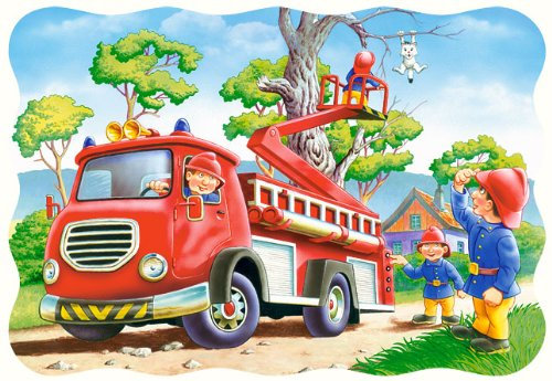 alles-meine.de GmbH Puzzle 30 Teile - Feuerwehr rettet EIN Kätzchen - Feuerwehren - Kinderpuzzle für Kinder - Feuerwehrmann Katze