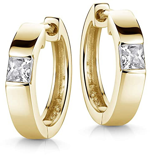 Materia Creolen Gold Silber 925 Damen Zirkonia Ohrringe SO-432-Gold