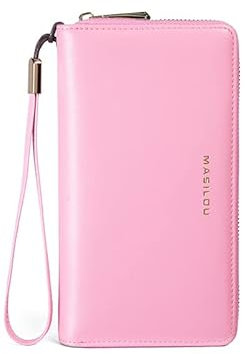 RWXCOW Erdbeerblase moodlily Leder Multifunktionale Lange Geldbörse mit großer Kapazität (Rosa)