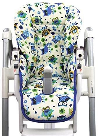 Ersatzbezug Sitzkissen [Bezug für Hochstuhl] kompatibel mit Peg Perego Prima Pappa DINER (Eule $10)