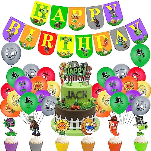 Cumpleaños Decoracion Plantes Decoraciones Cumpleaños Zombies Globos Decoración Plantes Globos Cumpleaños Plants Vs Zombies Decoración Pastel Zombies Guirnalda Cumpleaños Pvz Decoracion Cumpleaños