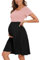 WOOXIO Abito premaman da donna a maniche corte, patchwork, con tasche, Rosa-Nero., L