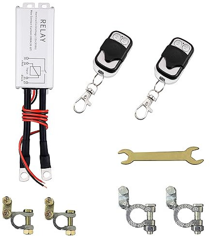 WOODGUILIN Remote Autobatteri Trennschalter Funk,200A Batterie Trennschalter 12v,DC12V Batterietrennschalter Funk, für Autos,Pumpen,Wechselrichter,Schwere Geräte,usw.(Metal Switch) Grau