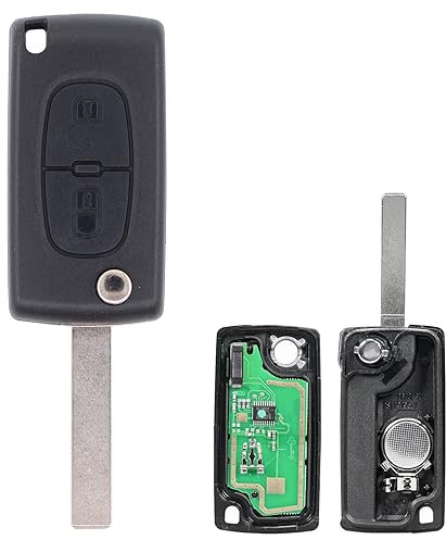 Schlüssel Fernbedienung Funkschlüssel 2 Tasten Klappschlüssel Autoschlüssel Sendeeinheit ID46 433Mhz mit elektronische Karte Schlüsselgehäuse Fräsen Schlüssel Gehäuse für 207 CC 307 CC 307 SW 308 SW