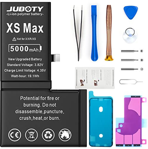 JUBOTY 5000mAh Akku für iPhone XS Max, Neues Upgrade Li-ion hohe Kapazität Akku Ersatz für iPhone XS Max Model A1921 A2101 A2102 A2104 mit kompletten professionellen Reparatur-Set