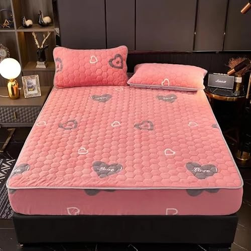 Winter Plüsch Spannbettlaken Bettlaken 140x200cm mit 2 STK. Kopfkissenbezug 50x75cm - Fleece Kuschelig Flauschig Bettwäsche | VELVETLUX (Rosa, 140 x 200 cm)