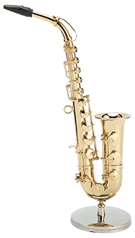 Topyond Sax Modellino, Sassofono Placcato Oro in Miniatura, Strumento Musicale In Con Supporto E Per Decorazione Casa Casa Bambole Regalo Per Adulti E Bambini