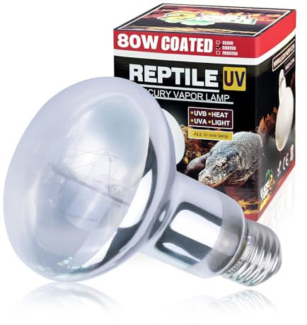 LUCKY HERP UVA UVB Wärmelampe Terrarium, E27 Reptilien UVB Lampe Terrarium 80W, D3 UV Basking Spot Lampe für Schildkröte, Bartagame, Eidechse, Gecko