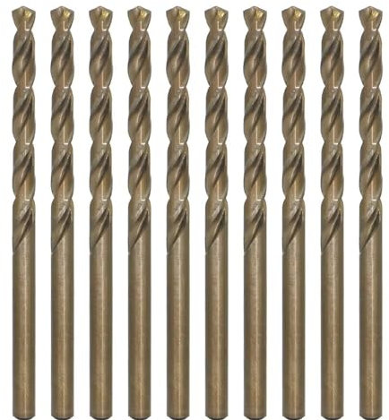 Metric Cobalt Drill Bits 4.5mm 10PCS, M35 high Speed Steel, high Hardness Straight Shank Drill, Mechanical or Hand Drill for Drilling, Suitable for Stainless Steel, Iron, Copper and Aluminum.