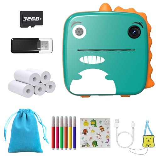 Tapsin Kids Instant Print Camera for Girls & Boys - 2.4 Inch Screen, Dual Lens 1080P HD Digital Camera with Print Photo Paper, Storage Bag & 32GB SD Card - Perfect for Christmas & Birthday Gifts