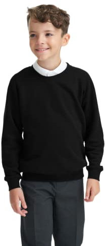 Integriti Schoolwear Boys Girls Unisex Jumper Sweatshirt Crew Neck Round Neck School Uniform Ages 1-15 Black