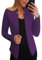 YMING Femme Bureau Business Manches Longues Veste Bureau Travail Élégant Costume Blazer Violet L