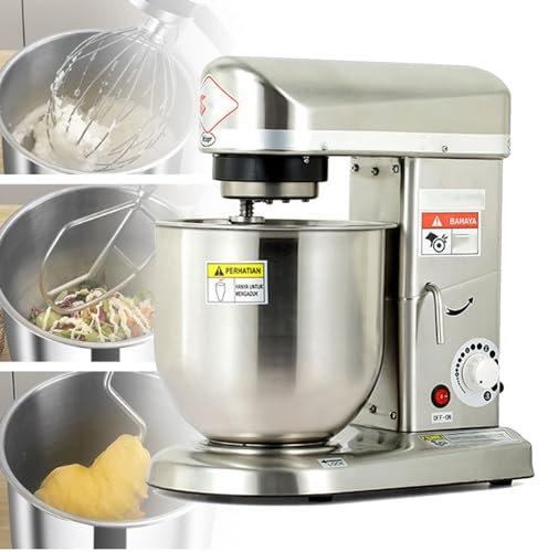 Cashwise Commercial Stand Mixer 350W/500W Electric Dough Blender with Stainless Steel Bowl Dough Hook Flat Beater Whisk, 3 In 1 Multifunctional Food Mixing Machine,StainlessSteel-10L