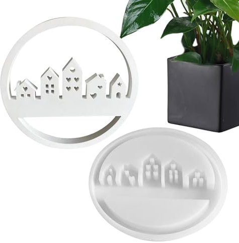 Silikonformen Gießformen Häuser Kerzenhalter, Runde Ring-Herz-Hausform Gipsherstellungsform, Epoxidharz Formen Haus, Anhängerform für Heimdekoration